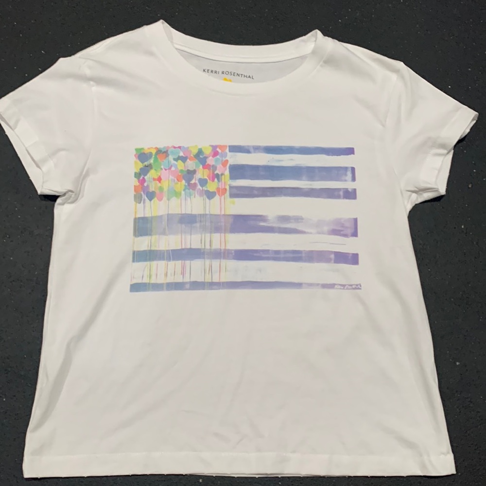 Kerri Rosenthal heart Flag tee shirt